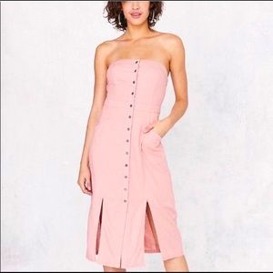 Urban Outfitters Pink Strapless Linen Dress